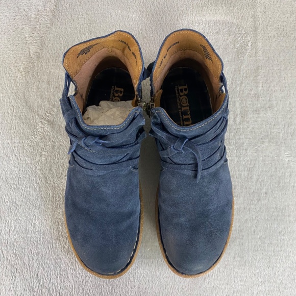 Born Tarkiln Women's Ankle Boots Size 7.5 Blue Suede Distress Booties NEW - Picture 7 of 9